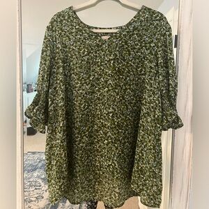 Green, blue and white ditsy floral tunic by Alex & Lili